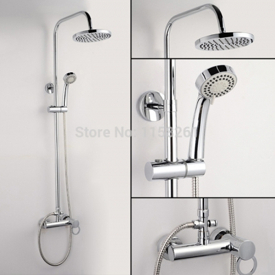 retail- luxury brass head rain shower set, thermostatic mixer overhead shower set, wall mounted, 2081 [chrome-finish-shower-set-1863]