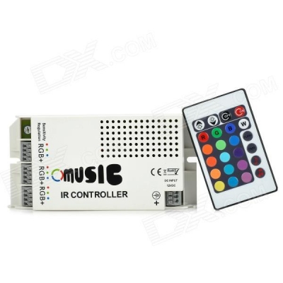 rgb led music controller w/ ir remote control for rgb led flexible strip (12v) [led-rgb-controller-5730]
