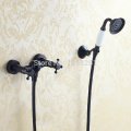 wall mounted black bathroom faucet bathtub tub mixer tap with hand shower head shower faucet sy-024r