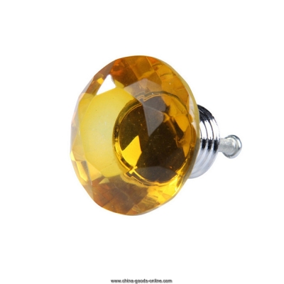 yellow 40mm diamond shape crystal glass drawer cupboard pull handle knob ptsp