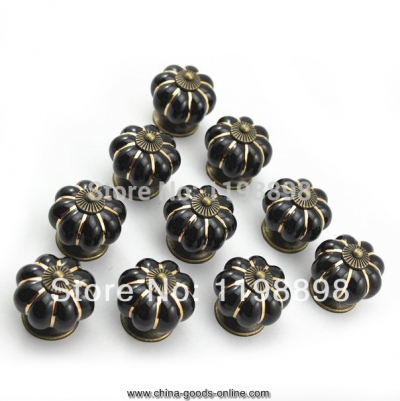 10 pcs black bedroom kitchen door cabinets cupboard drawers ceramic pull handles with screw whole
