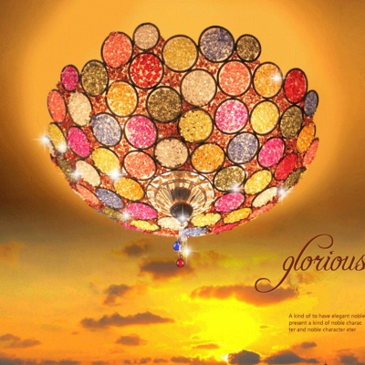 2015 fashion bohemian bedroom crystal iron tiffany colorful ceiling light romantic living room led ceiling lamp