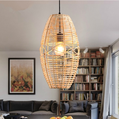 2015 modern simple led hand knitting bamboo pendant light for dining room balcony with e27 bulb