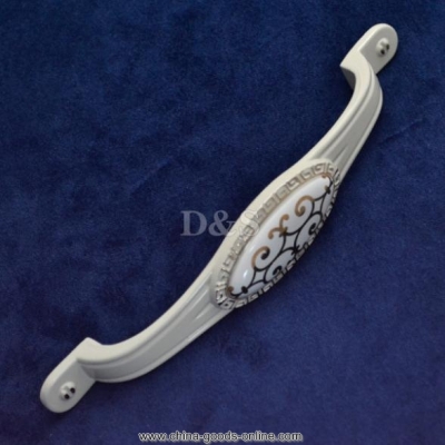 2015 modern style hole to hole 5"/128mm gold flower pattern ceramic alloy cabinet wardrobe pull drawer door handle knob