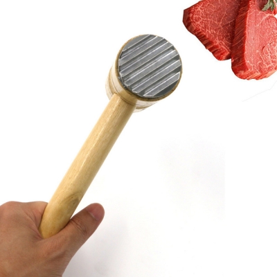 2016 steak pork meat tenderizer aluminium teeth kitchen tool wooden meat hammer mallet steak masher