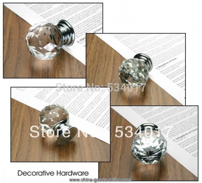 20pcs k9 crystal glass chrome cabinet door knob and handle (diameter:35mm)