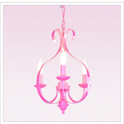3 heads dia38cm europe modern simple led princess pink painted iron pendant light for bedroom