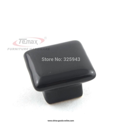 5pcs/lot suqare solid black ceramic cabinet knob handle pull dresser cupboard door knob [Door knobs|pulls-2741]