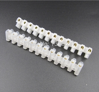 5pcs/lot white wire block connector terminal 12-position barrier 20a terminal block use home lighting
