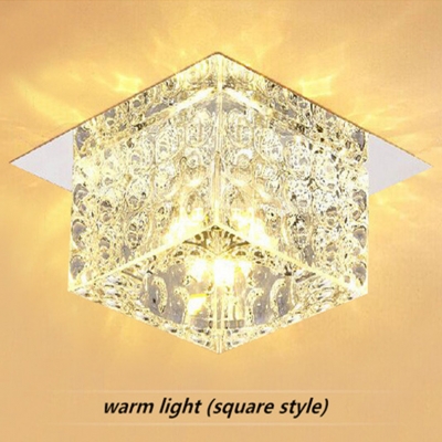 5w led modern simple porch chandelier light creative crystal round and square corridor light