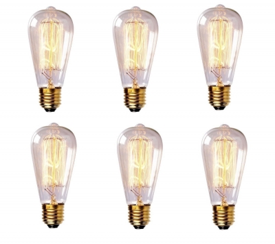 6 bulbs tungsten110v/220v 40w/60w e26/e27 antique edison bulb/vintage edison bulb decorate pendant light bulb for living room