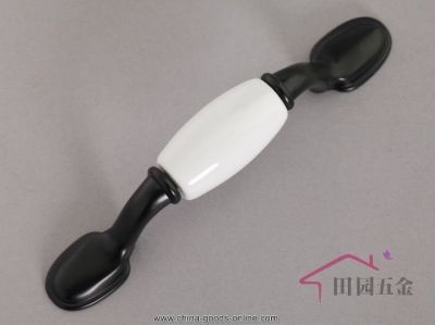 76mm black & white ceramic pull , handle country style c:76mm l:125mm [Door knobs|pulls-724]