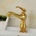 and cold water single lever bathroom sink basin mixer taps golden polished