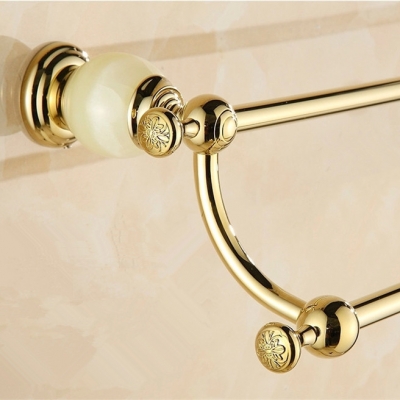 !bathroom accessories wall mounted jade golden brass double towel bar. whole towel bar, bath towel rack. hy-22a [towel-bar-8337]