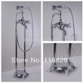 bathroom chrome floor stand faucet telephone type bath shower mixer brass shower set luxury bathtub tap hj-5044