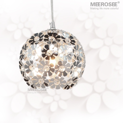 beautiful silver flower crystal pendant lights fixtures aluminum hanging pendant lamp crystal light for dining bedroom md88035 [pendant-light-7196]