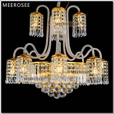 classic gold crystal chandelier light fixture lustre crystal suspension lamp with k9 crystal guaranteemd88011 d640mm h600mm [pendant-light-7197]