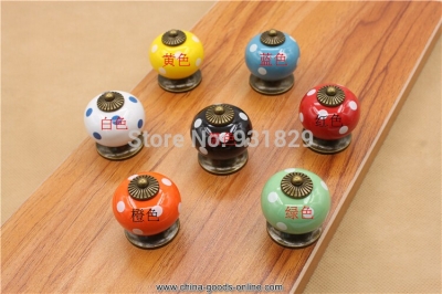 colorful ceramic with dots zinc alloy drawer knob drawer pull 1102