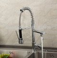 contemporary deck mounted chrome brass kitchen faucet dual spouts sink mixer tap