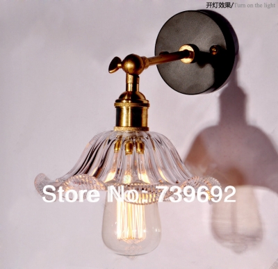 crystal glass dish wall lamp roll laciness bed-lighting wall lamps lamp 1*e27