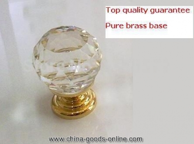 d40mm pure copper base knob crystal glass knobs for kitchen cabinet dresser drawer
