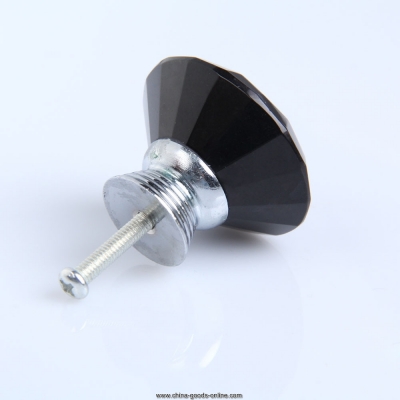 diamond shape crystal glass drawer cabinet cupboard pull handle knob black pnlo [Door knobs|pulls-1188]