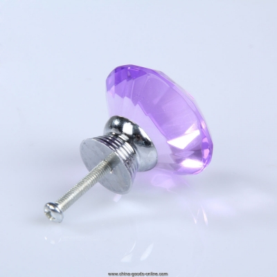 diamond shape crystal glass drawer cabinet pull handle knob light purple pnlo