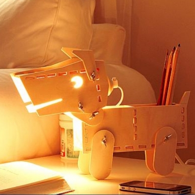 dimming bulb ly diy wooden puppy lamp chidren gift lover present dimming learning storage box dog desk lamp