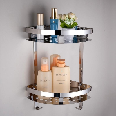 dual tier stainless steel bathroom shelf [bathroom-shelves-994]