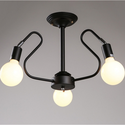 korea 3 head dia54cm modern simple black white iron led chandelier for bedroom with 3pcs original bulb