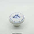 large size 501 blue flower embessed porcelain furniture knobs 43g white color used for cabinet drawers