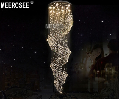 long spiral crystal chandelier lighting fixture crystal lustre, staircase lamp, stairs, foyer large crystal stair light