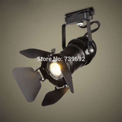 minimalist american country industrial personalized black led track lights dia.15cm*l22cm*h20cm 1*e27 led metal fixture [ceiling-lamps-4547]