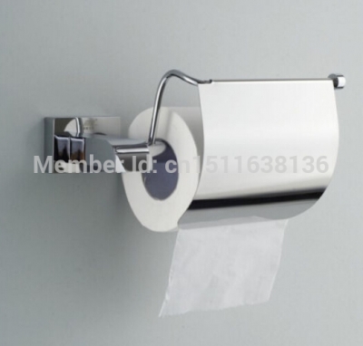 modern new chrome brass wall mounted bathroom toilet paper holder with cover