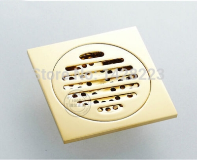 modern new designed golden finished square art bathroom shower floor drain washer grate waste drain 4" [floor-drain-3079]
