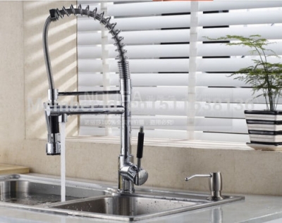 new deck mounted spring chrome brass kitchen faucet pull out sink mixer tap [chrome-1416]