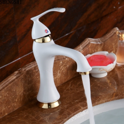 new grilled white paint waterfall bathroom basin faucet single handle sink mixer tap and cold lx-2104w