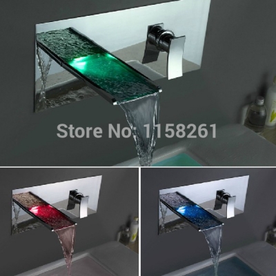 new style design led waterfall wall mounted faucet bath faucet bath mixer bathtub faucet tap selling 6063 [led-faucet-4979]