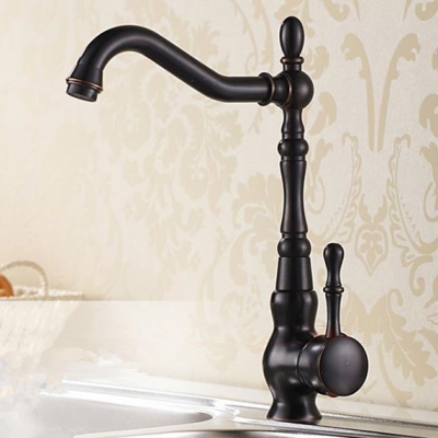 oil rubbed black bronze swivel singe handle bathroom basin kitchen deck mounted sink mixer tap faucet 0146r [black-finish-kichen-faucet-1097]