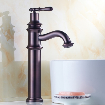 oil rubbed bronze brass high single handle bathroom faucet lavatory vessel sink basin mixer tap r1028a [oil-rubbed-bathroom-faucet-6633]