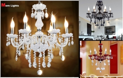red crystal chandelier light brief bed room lights candle lamp fashion crystal chandelier lighting lamps white / black / red [6-8-10-arm-lights-299]