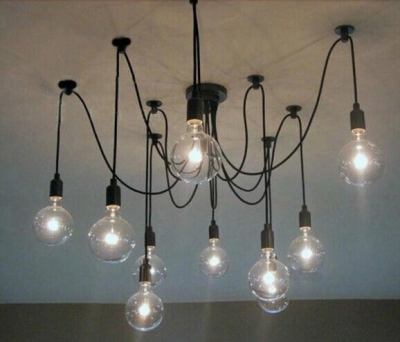 to russia 10 arm black plastic socket lighting diy industrial with e27 220v edison bulb chandelier cord adjustable