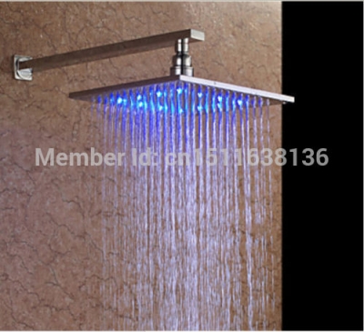 whole and retail chrome led brass10" rainfall shower head bathroom wall mounted with shower arm [shower-head-7757]