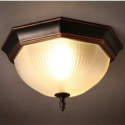 2016 dia32cm american retro octagon iron led ceiling light kitchen wave glass ceiling light with 2pcs 3w led original bulb