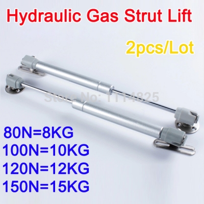2pcs hydraulic gas strut lift support kitchen cabinet supports hinge spring brass cover cupboard [hardware-3500]