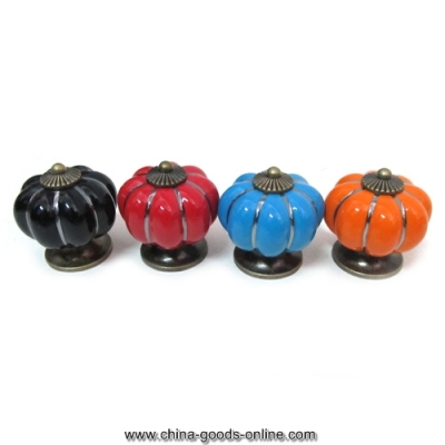 40mm kitchen ceramic door cabinets cupboard pumpkins knobs handles pull drawer 5 colors [Door knobs|pulls-1714]