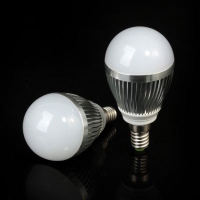 5pcs/lots led lamp bulb e14 3w 220v/110v 270lm warm white/white silver shell lamps for home [led-bulb-4498]
