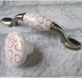 76mm fashion ceramic furniture handle pink love heart drawer kichen cabinet pull stain silver dresser cupboard knob handle 3