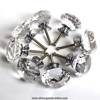 8 x 40mm clear crystal/diamond knobs+ screws for home& garden drawer/kitchen cabinet handles [Door knobs|pulls-809]