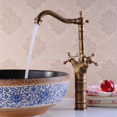 antique brass finishing kitchen faucets kitchen tap basin faucets single hand and cold wash basin tap hj-6712